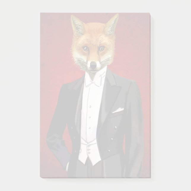 Post-it® Renard En Costume De Soirée, Portrait (Devant)