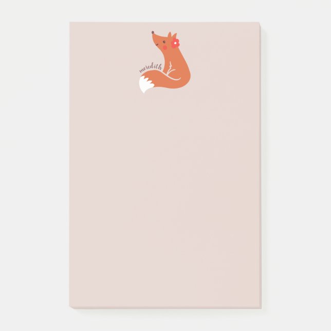 Post-it® Renard Mignon Avec Fleur (Devant)