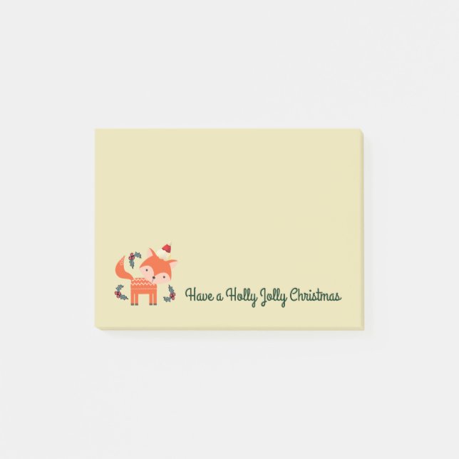 Post-it® Renard Orange À Santa Hat Joli Noël Whimsical (Devant)