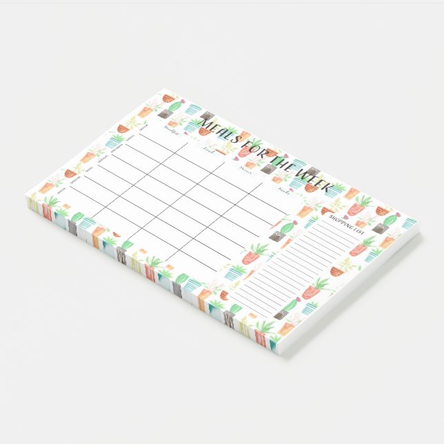 Post-it® Repas pour le post-it d'aquarelle de semaine (Incliné)