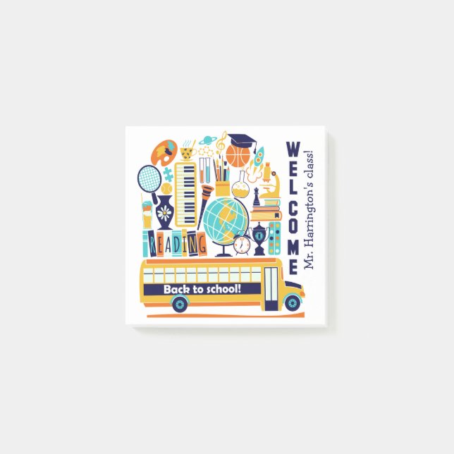 Post-it® Retour aux notes de texte personnalisées de l'écol (Devant)