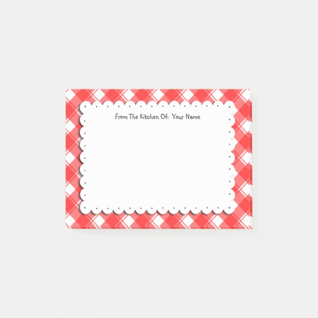 Post-it® Retro Rouge blanc blanc Plaid Chèques Personnalise (Devant)