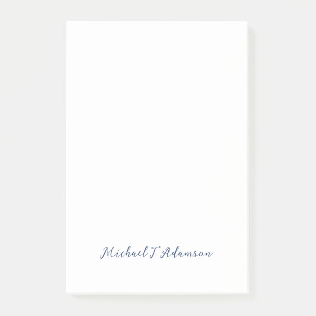 Post-it® Retro Style Elegant Plain White Calligraphy Name (Devant)