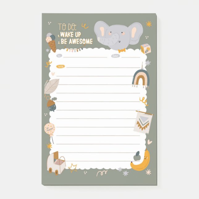 Post-it® Réveillez-vous et soyez stupéfaits avec Elephant (Devant)