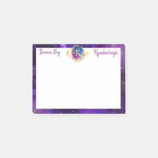 Post-it® Rêver Grande Galaxie violette Monogramme Petite Re