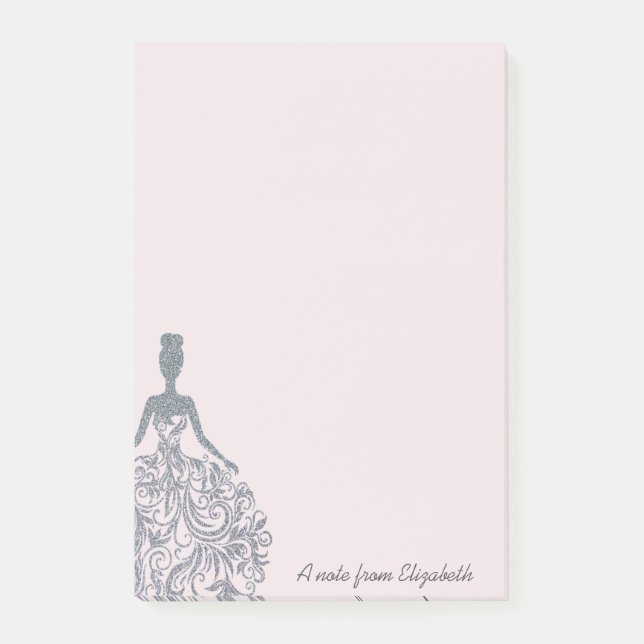 Post-it® Robe de Parties scintillant en argent cool - Perso (Devant)