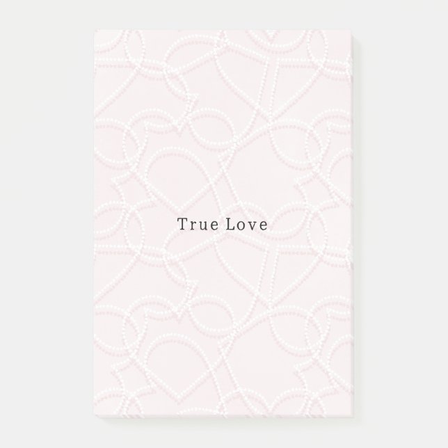 Post-it® Romantic Large White Hearts Pink Valentine's Day (Devant)