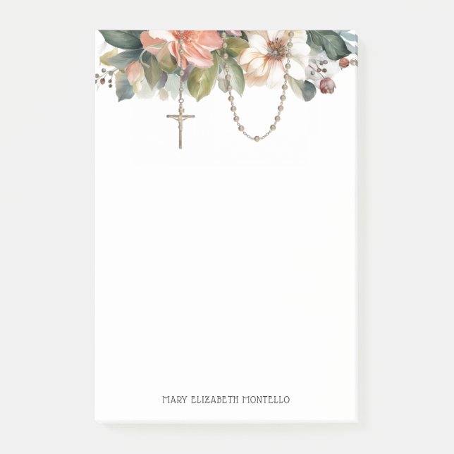 Post-it® Rosaire floral Prière religieuse catholique (Devant)