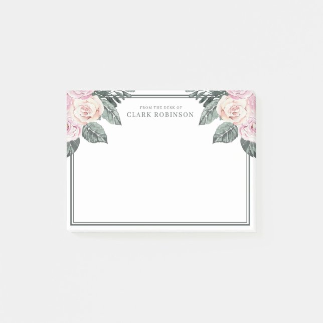 Post-it® Rose Brut Du Bureau Des Roses Aquarellés (Devant)