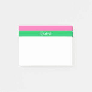 Post-it® Rose chaud solide #2 Emerald Green Rbn Nom Monogra