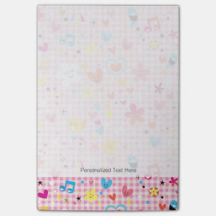 Post-it® rose de motif de bande dessinée d'amusement