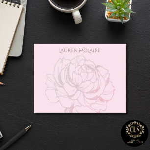 Post-it® Rose Dorée sur Notes de Nom Élégant Rose