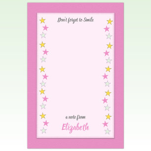 Post-it® Rose et jaune avec des étoiles et nom