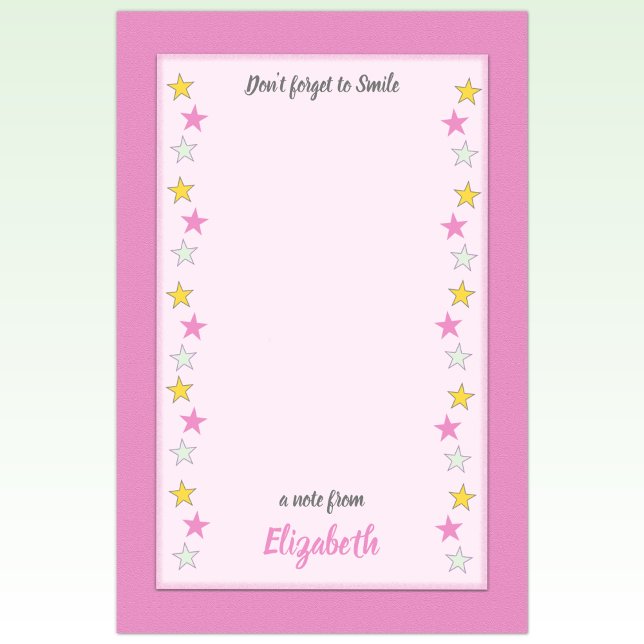 Post-it® Rose et jaune avec étoiles et nom (Créateur téléchargé)