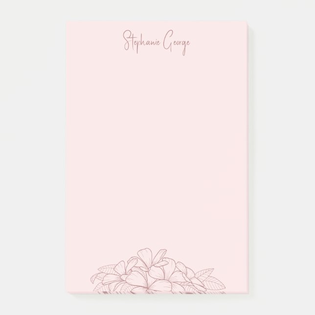 Post-it® rose féminin simple floral minimal botanique (Devant)