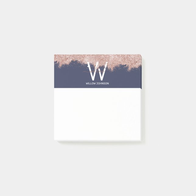 Post-it® Rose Gold Navy Blue Girl Parties scintillant pouss (Devant)