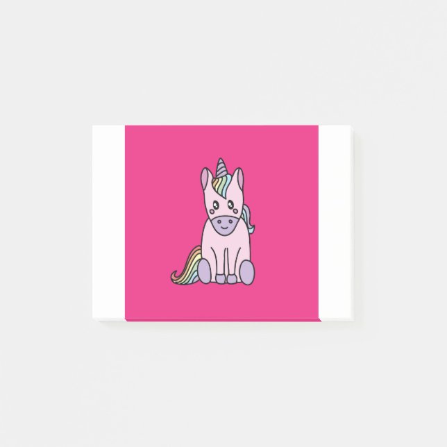 Post-it® Rose magique et arc-en-ciel de licorne de Kawaii (Devant)