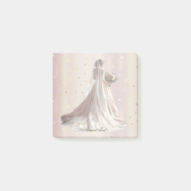 Post-it® Rose Mariée d'hiver Mariée Golden Shiny Heart Part (Devant)