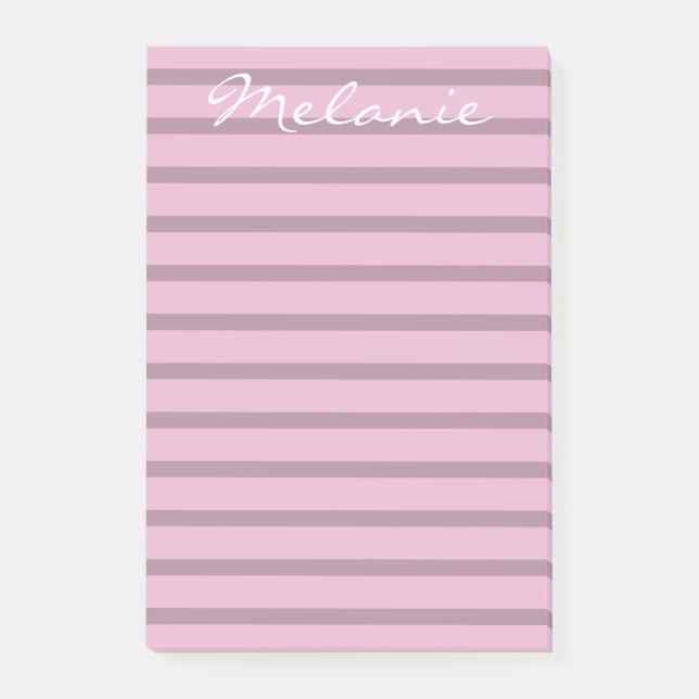 Post-it® Rose moderne rose et mauve rayé (Devant)