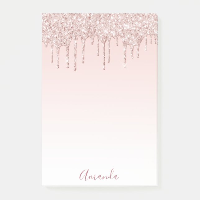 Post-it® Rose or parties scintillant gouttes de nom script  (Devant)