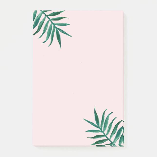 Post-it® Rose pâle avec Feuille d'aquarelle verte (Devant)