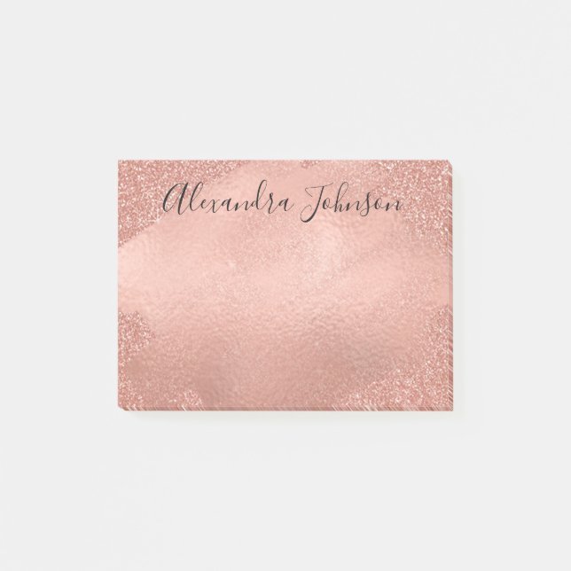 Post-it® Rose pâle - Rose Gold Foil Brush Strot (Devant)