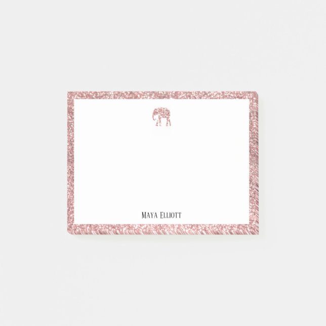 Post-it® Rose Parties scintillant or Elephant & Bordure ave (Devant)