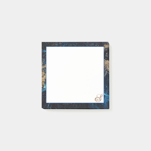 Post-it® Rose personnalisé Gold Navy Blue MARBLE Sticky (Devant)