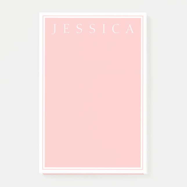 Post-it® Rose Rose clair | Votre nom en blanc (Devant)