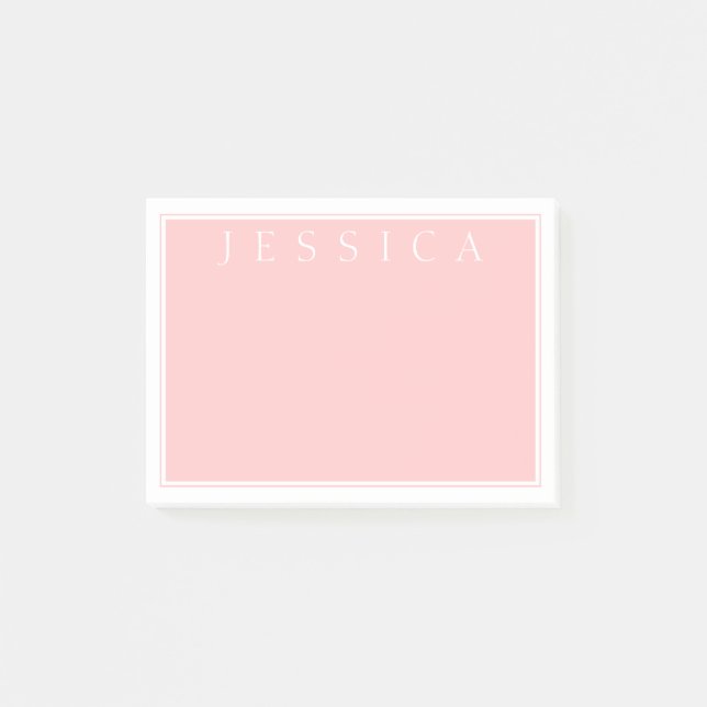 Post-it® Rose Rose clair | Votre nom en blanc (Devant)