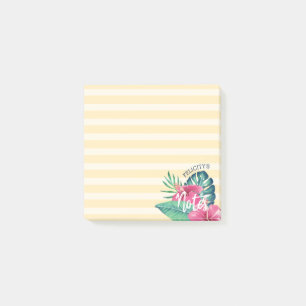 Post-it® Rose tropical de feuillage floral et rayure