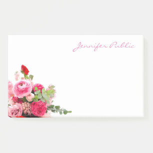 Post-it® Roses d'aquarelle à la main Script Elegant Modèle