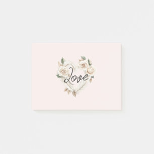 Post-it® Roses Fleurs de Couleur Rose Romantiques Cœur Amou