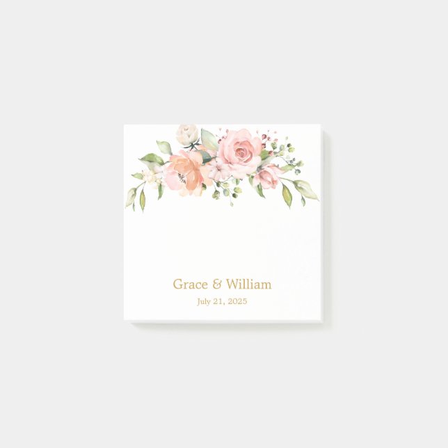 Post-it® roses roses d'abricot apriote, feuillage verdoyant (Devant)