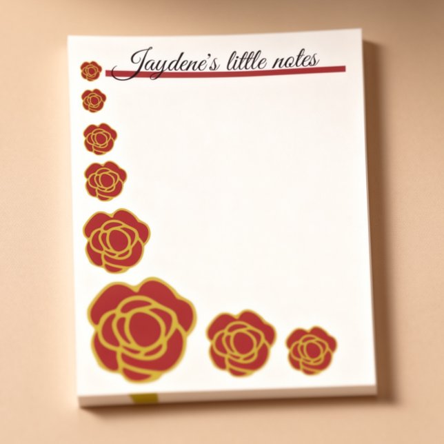 Post-it® Roses Rouges Et Dorées  (Cute red roses with gold trip and the heading can be customized to whatever you want.)