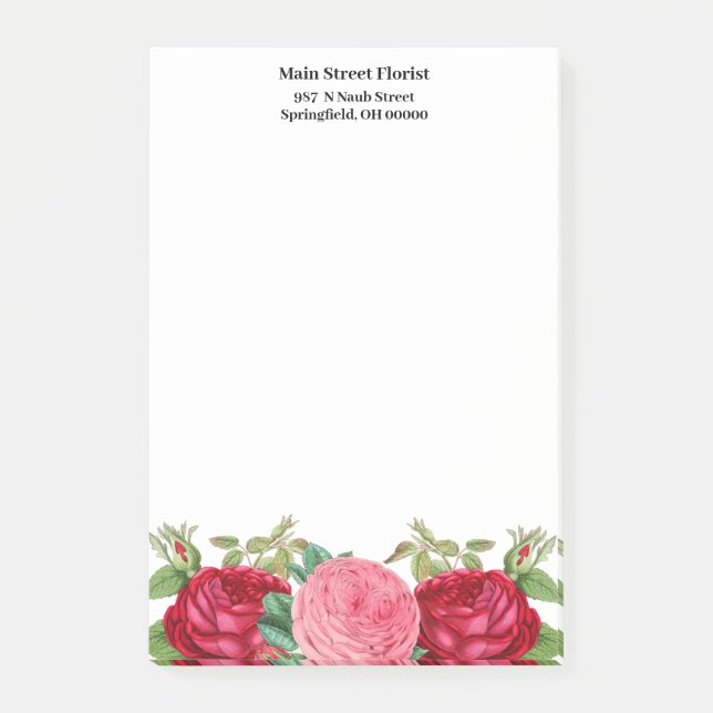 Post-it® Roses rouges roses florales (Devant)