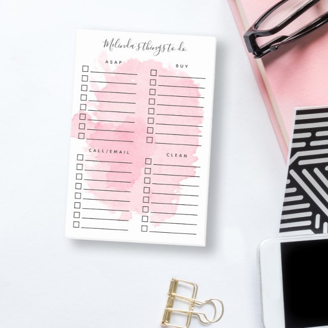Post-it® Rosy Aquarelle Splash Organiser les choses à faire (Créateur téléchargé)