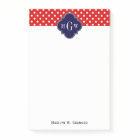 Rouge Blanc à pois Navy Quatrefoil 3 Monogramme