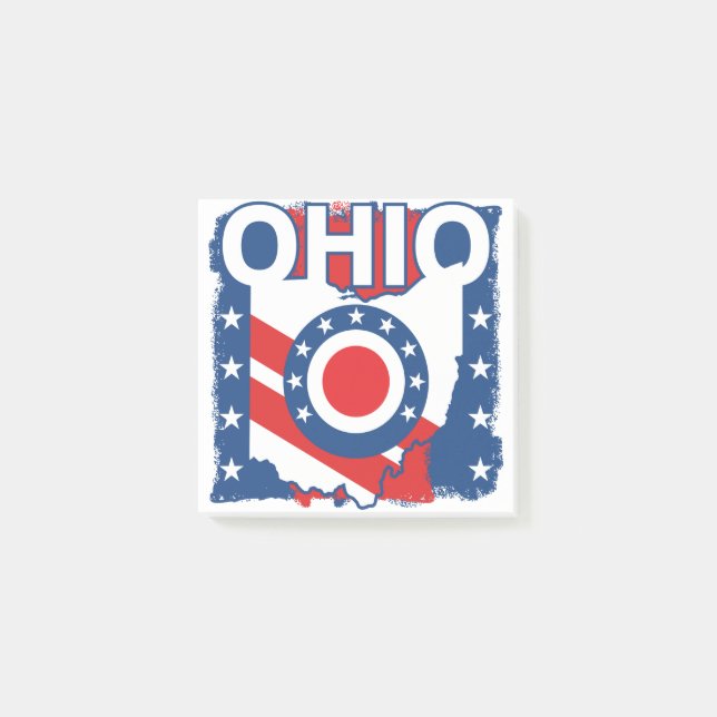 Post-it® Rouge blanc et bleu Patriotique Grunge Ohio (Devant)