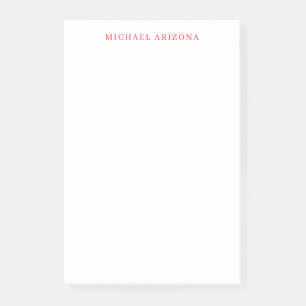 Post-it® Rouge Blanc Minimaliste Simple Moderne Propre Nom