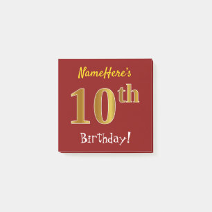 Post-it® Rouge, Faux Gold 10e Anniversaire, Avec Nom Person