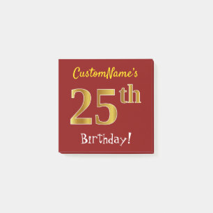 Post-it® Rouge, Faux Gold 25e anniversaire, avec nom person