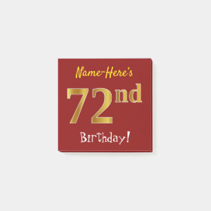 Post-it® Rouge, Faux Gold 72e anniversaire, avec nom person