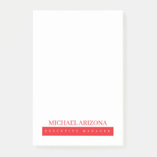 Post-it® Rouge Noir & Blanc Minimaliste Simple Moderne