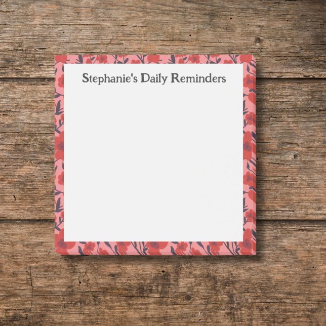 Post-it® Rouge rose Floral Daily Rappel Sticky (Créateur téléchargé)