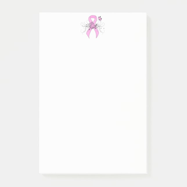 Post-it® Ruban de sensibilisation rose avec papillon (Devant)