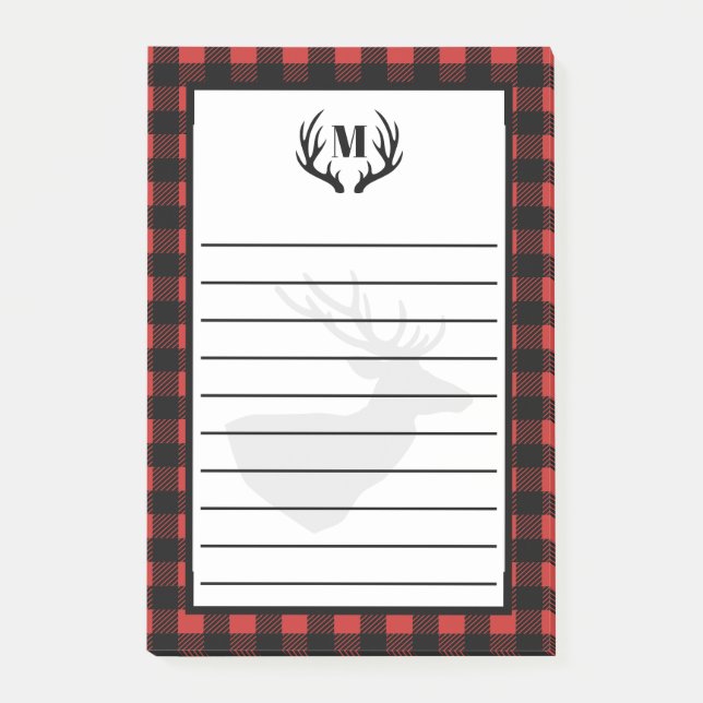 Post-it® Russe Buffalo Check Plaid & Deer Antlers (Devant)