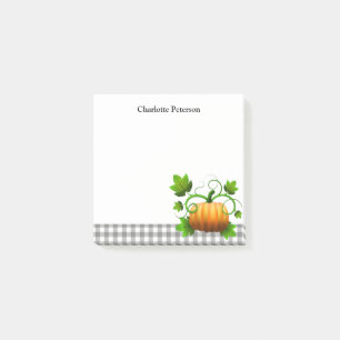 Post-it® Russe Gris Plaid & Citrouille Thanksgiving Automne
