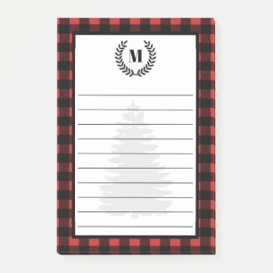 Post-it® Rustic Buffalo Check Plaid & Laurels   Monogramme