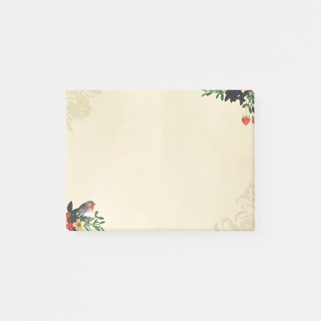 Post-it® Rustique Joyeux Vacances Snowflakes Red Bird Robin (Devant)
